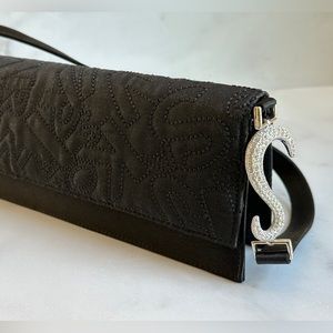 Crystal S Envelop Clutch Bag in Black